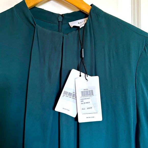 Reiss Phoenix Pleated Long Sleeve Midi Dress NWT (new w tags) - Picture 2 of 6